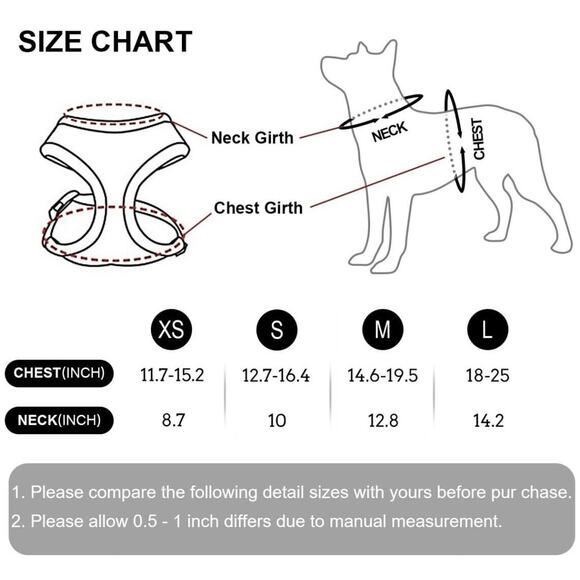 WONDERPUP Adjustable Soft Mesh Dog Harness No-pull Comfort Padded Orange Sz M - Picture 4 of 5